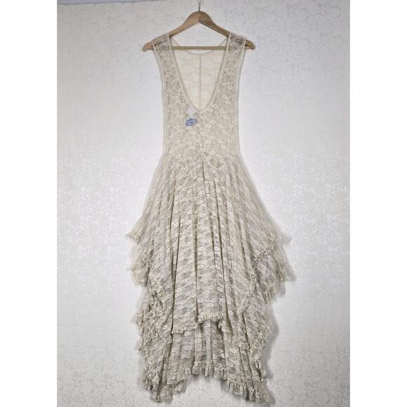 Intimately Free People French Courtship Sheer Lace Slip Dress XS Tea Fairy Boho - Picture 15 of 16